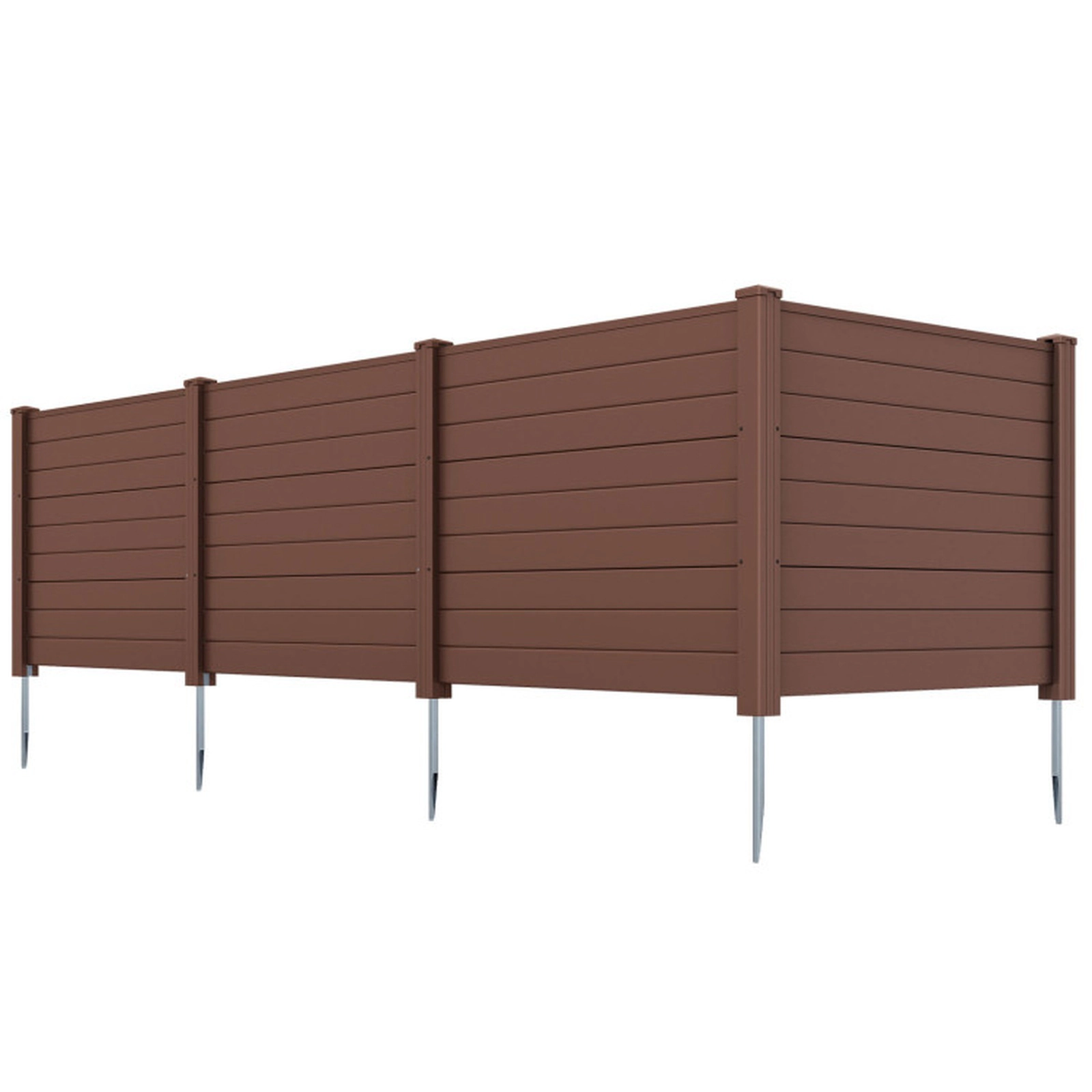 SUGIFT Set of 2 Brown No Dig Air Conditioner Fence Panels with 6 Galvanized Ground Stakes 48-in W 38-in H