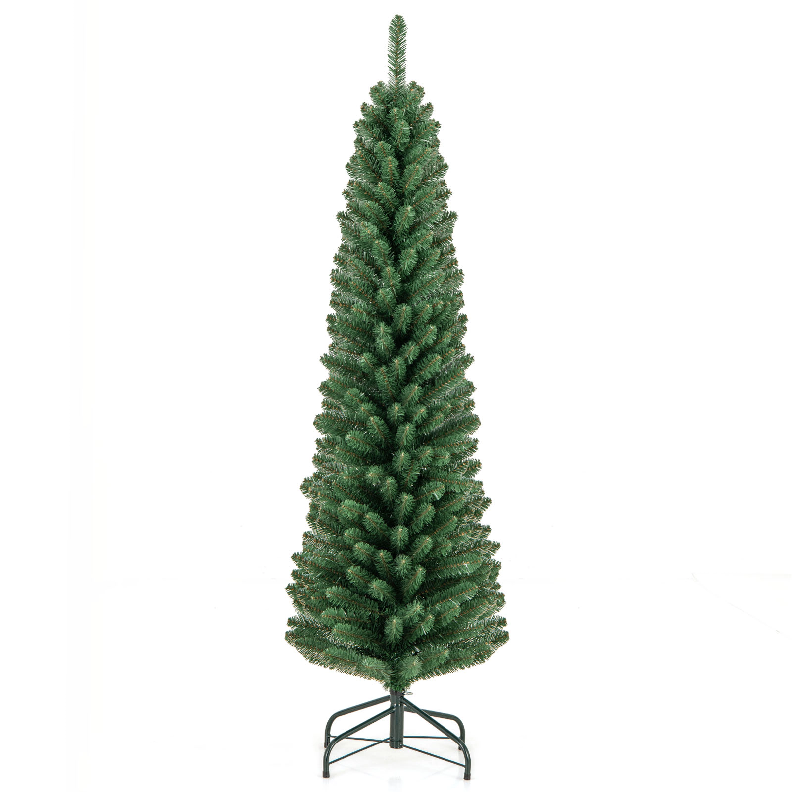 LJG 5/6/7/8 Feet Pencil Christmas Tree with 295/392/523/671 Memory Wire Branch Tips and Upgraded Metal Stand