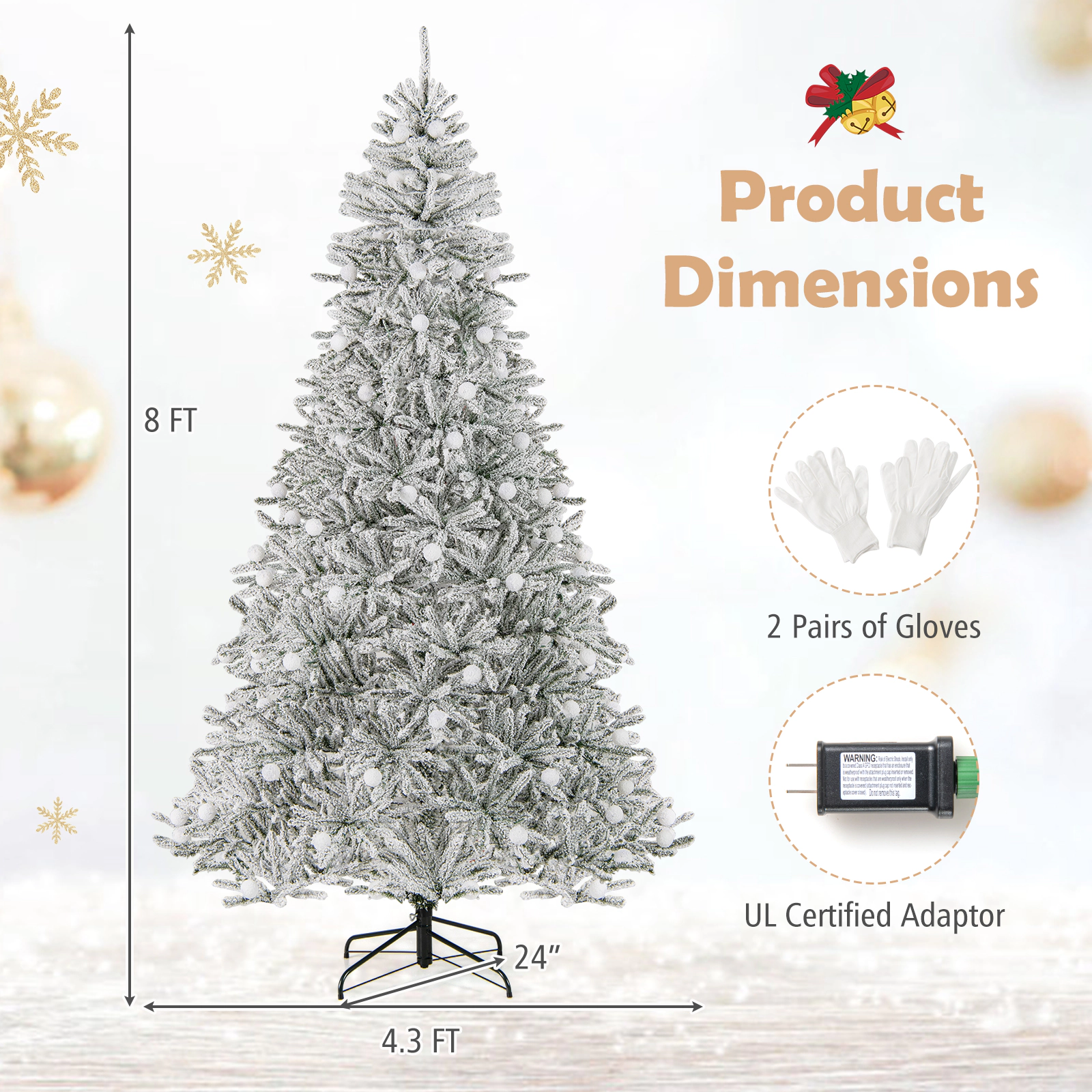 SlickBlue Pre-Lit Snow Flocked Christmas Tree with Remote Control