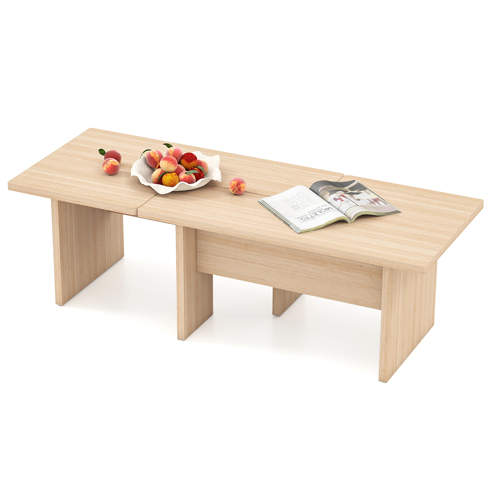 Glintex 2-Piece Modular L-Shaped Coffee Table Set for Small Spaces