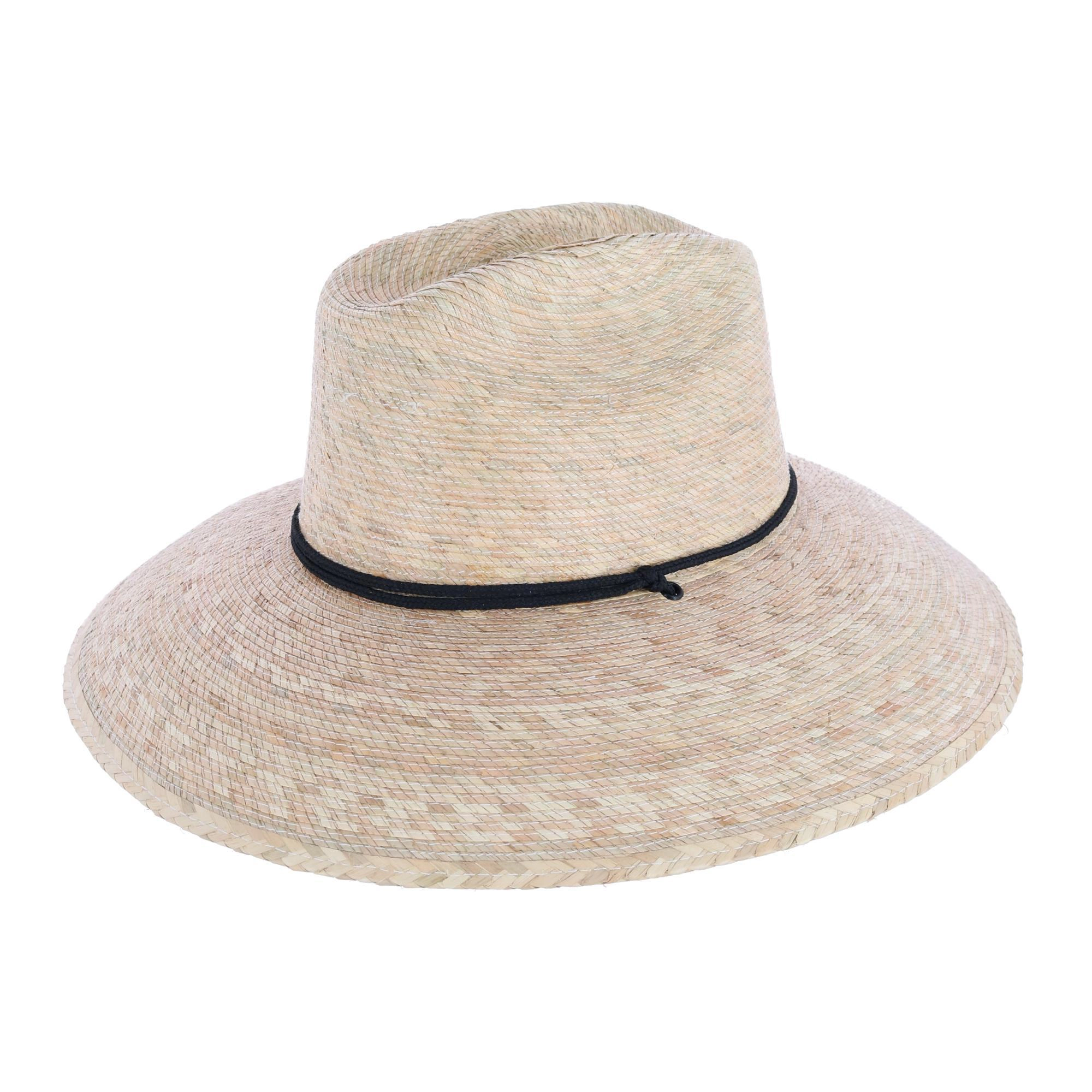 CTM Wide Brim Crushable Straw Lifeguard Hat with Chin Strap
