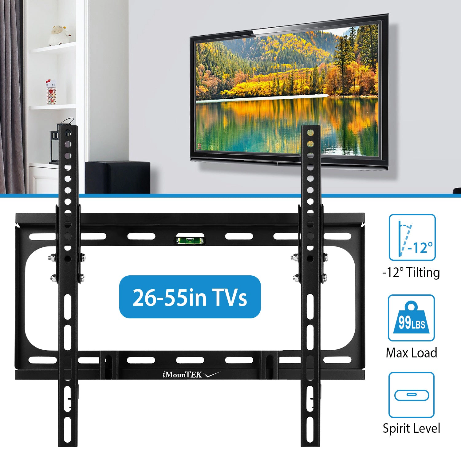 GBruno Tilt Dual Arm 55 Inch TV Wall Mount Bracket