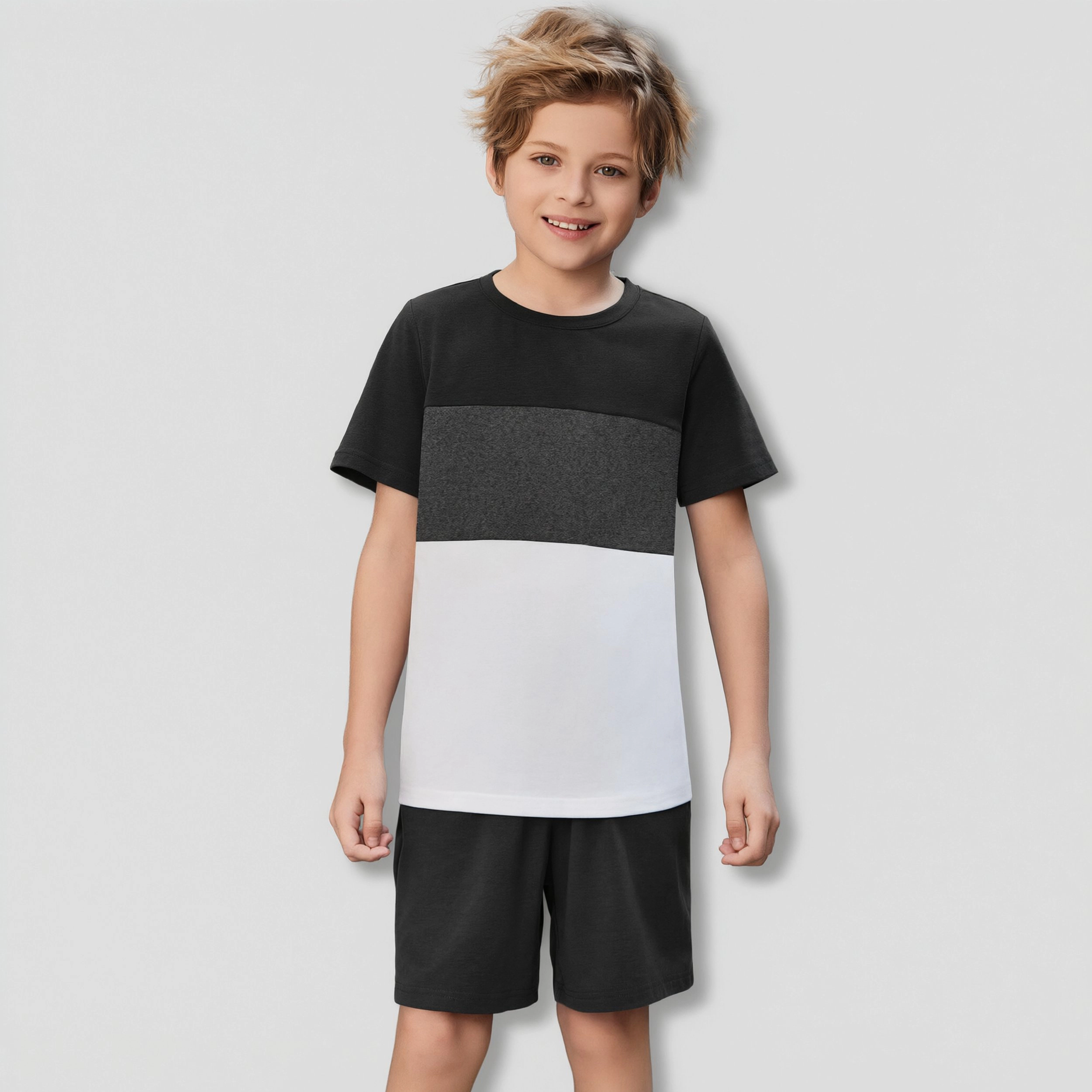 Arshiner Boys Block Set Tshirt And Shorts Kids Summer Outfit