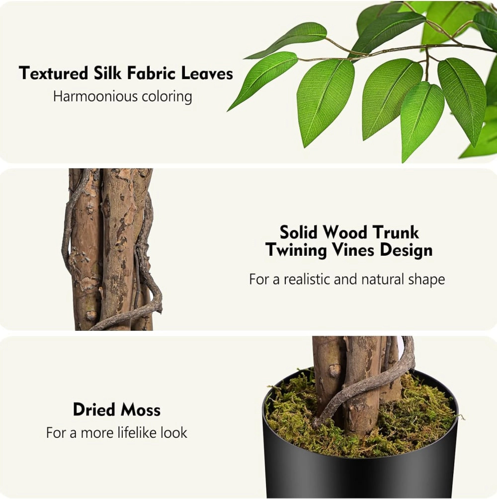 Whimsy Toys 6.2ft Ficus Artificial Trees with 3 Trunks