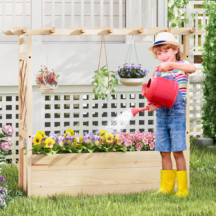 Hivvago Hanging Roof Raised Garden Bed Wooden Elevated Planter Box - Large
