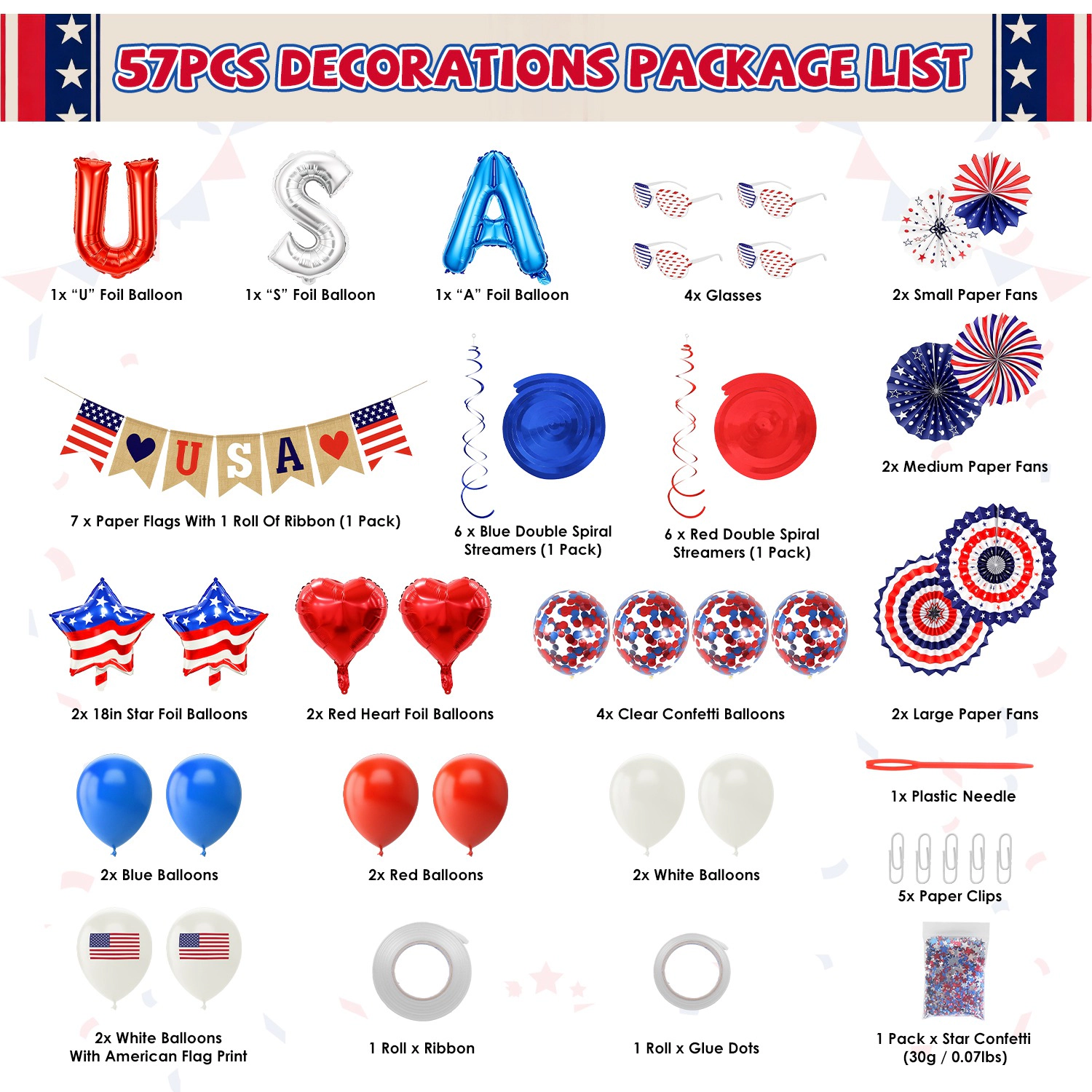 GBruno Patriotic 4th Of July Decoration Set