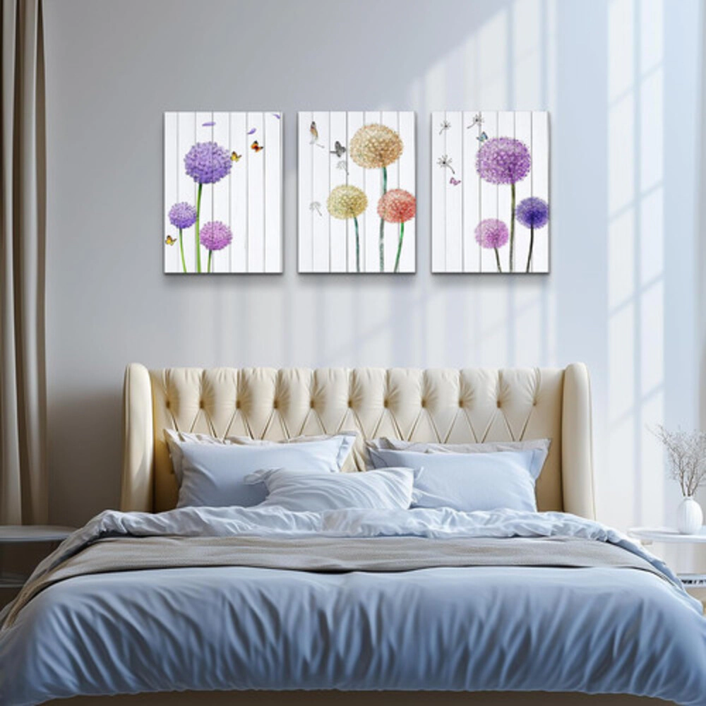 Granny Furni Antic Unisex Colorful Dandelion Canvas Wall Art 3-Piece Set