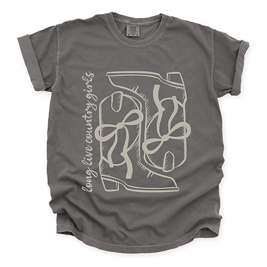 Simply Sage Market - Women's Garment Dyed Graphic T-Shirt - Long Live Country Girls Boots
