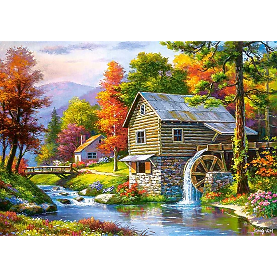 CASTORLAND 500 Piece Jigsaw Puzzle, Old Sutter’s Mill, Charming Nook, Pond, Countryside, B-52691