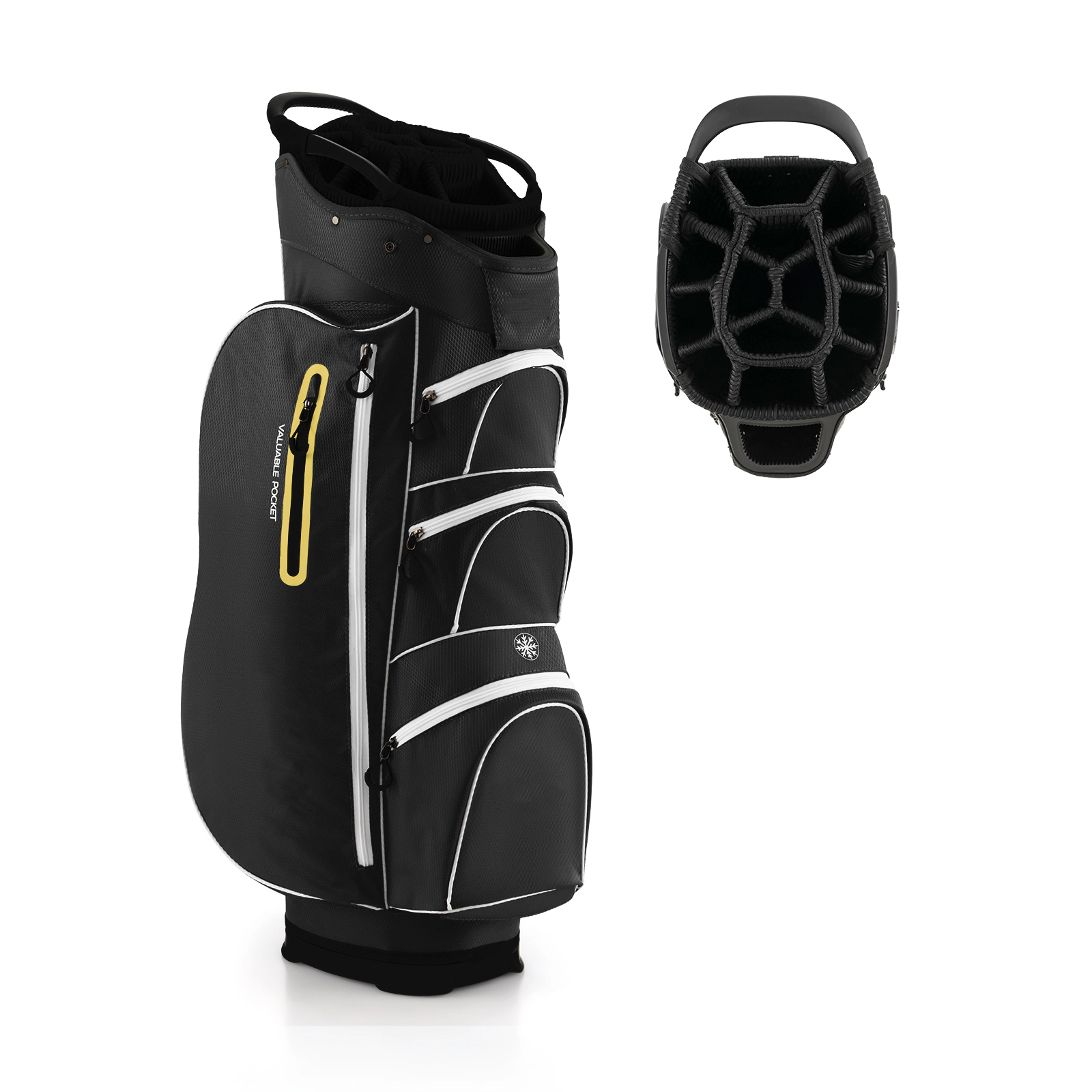 SUGIFT Black 15-Way Top Dividers and Rain Hood 9.5-in Lightweight Golf Cart Bag