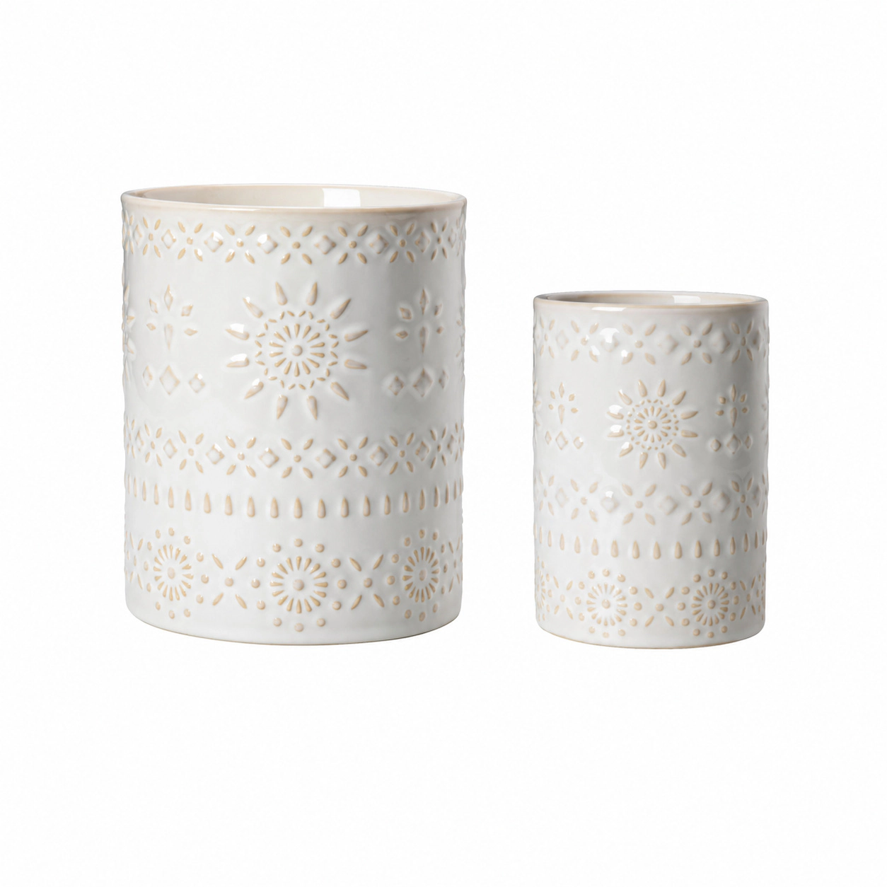 WZK Set of 2 Ceramic Farmhouse Kitchen Utensil Holders