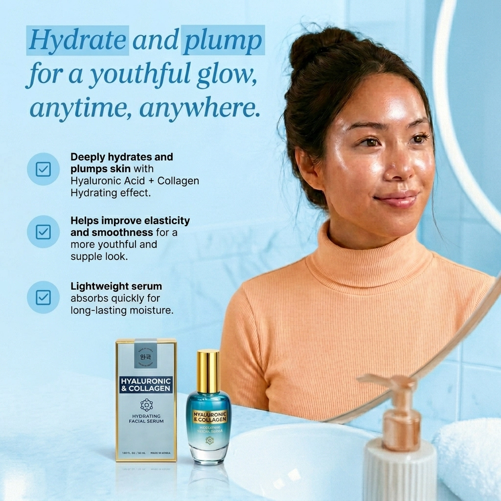 Lovery Hyaluronic Acid & Collagen Wrinkle-Reducing Facial Serum -Korean Skincare Hydrating Treatment