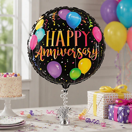LoonBalloon Happy Anniversary Foil Balloons 5-Pack, Standard 18 in ...