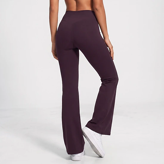 Anna-Kaci Women's High-Waist Flare Yoga Pants with Contour Seams Full-Length Fitted Workout Leggings for Gym