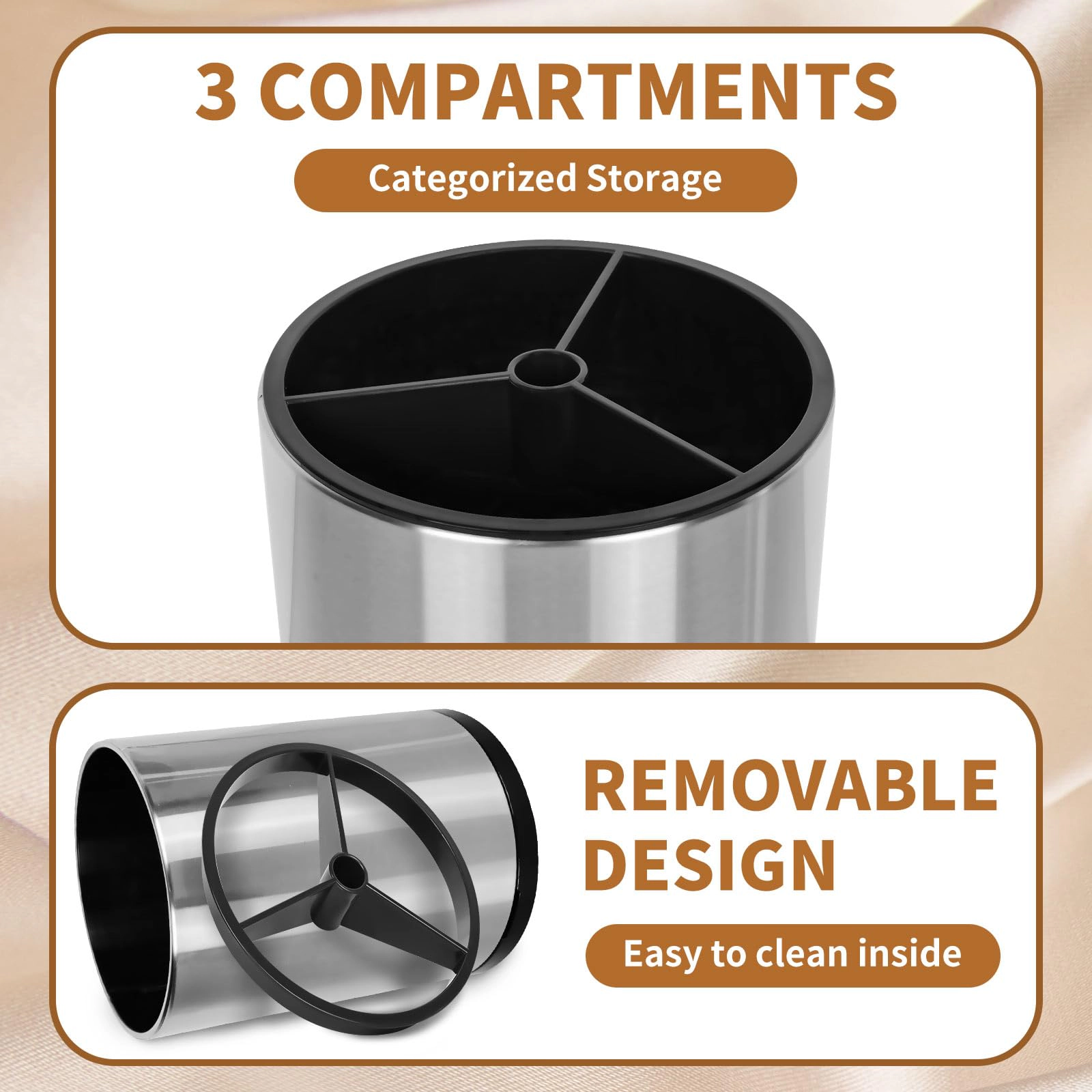 WZK 360 Degree Rotating Stainless Steel Kitchen Utensil Holder