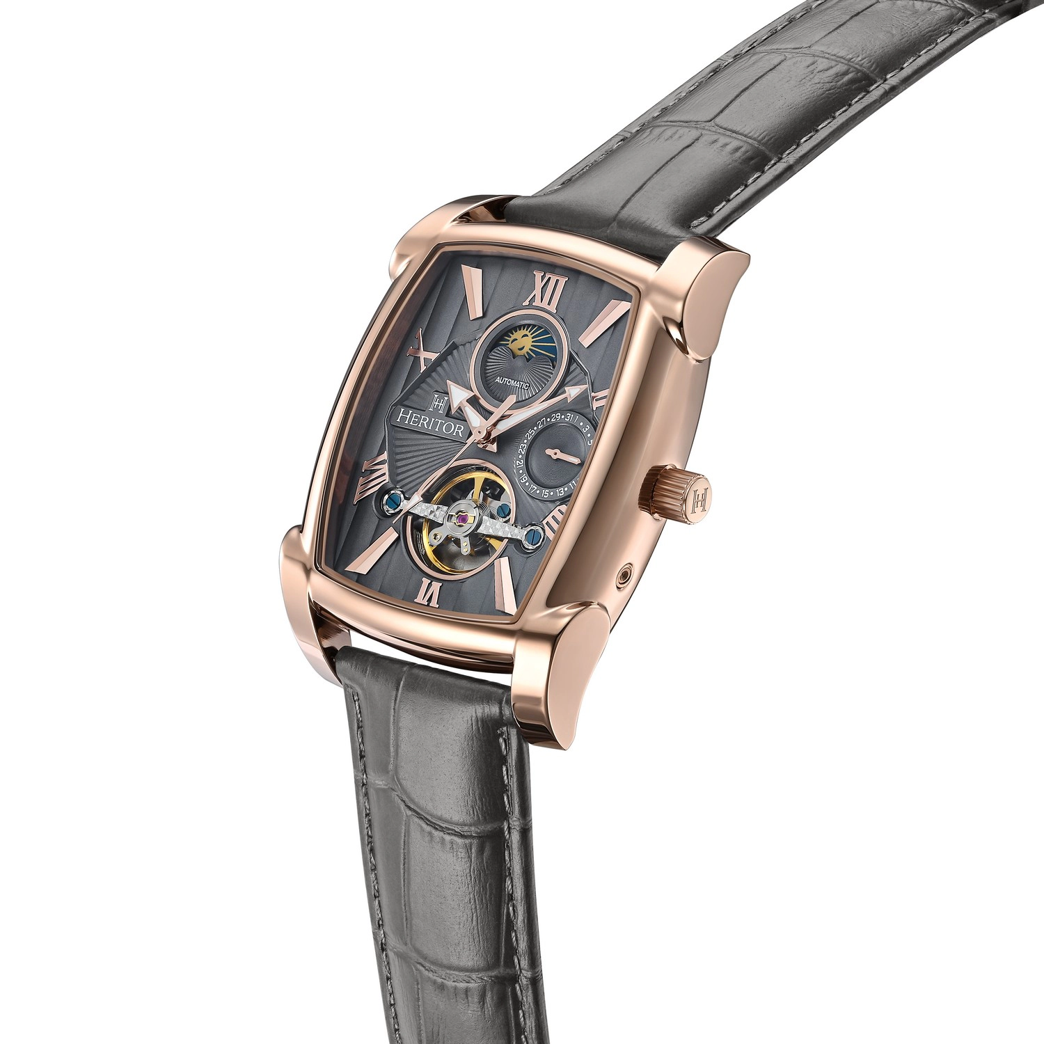 Heritor Automatic Valentin Leather-Band Watch w/Date