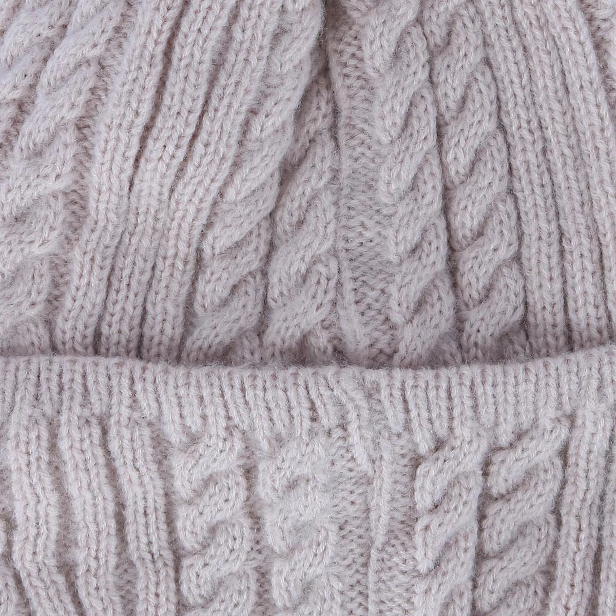 CTM Women's Knit Winter Beanie with Cuff and Synthetic Fur Pom