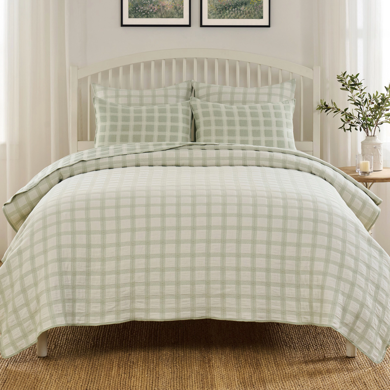 Greenland Home Fashions Millhouse Cotton Reversible Lightweight 2 PC Coverlet Set