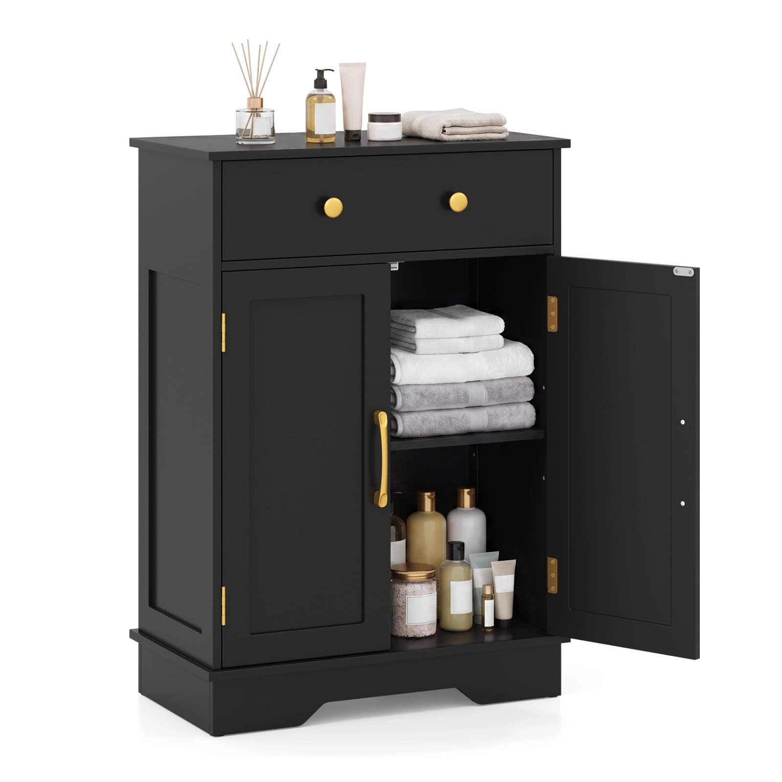 Glintex Modern Sideboard Cabinet with Golden Handles Drawer and 2-Door Storage