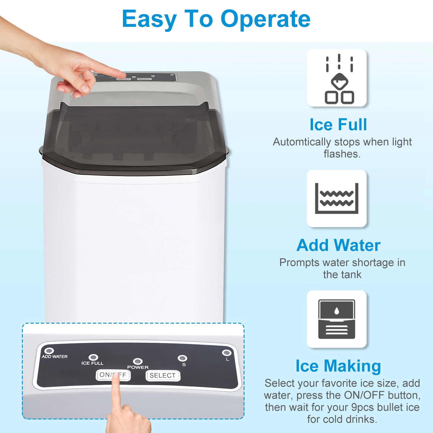GBruno Self-Cleaning Countertop Ice Maker