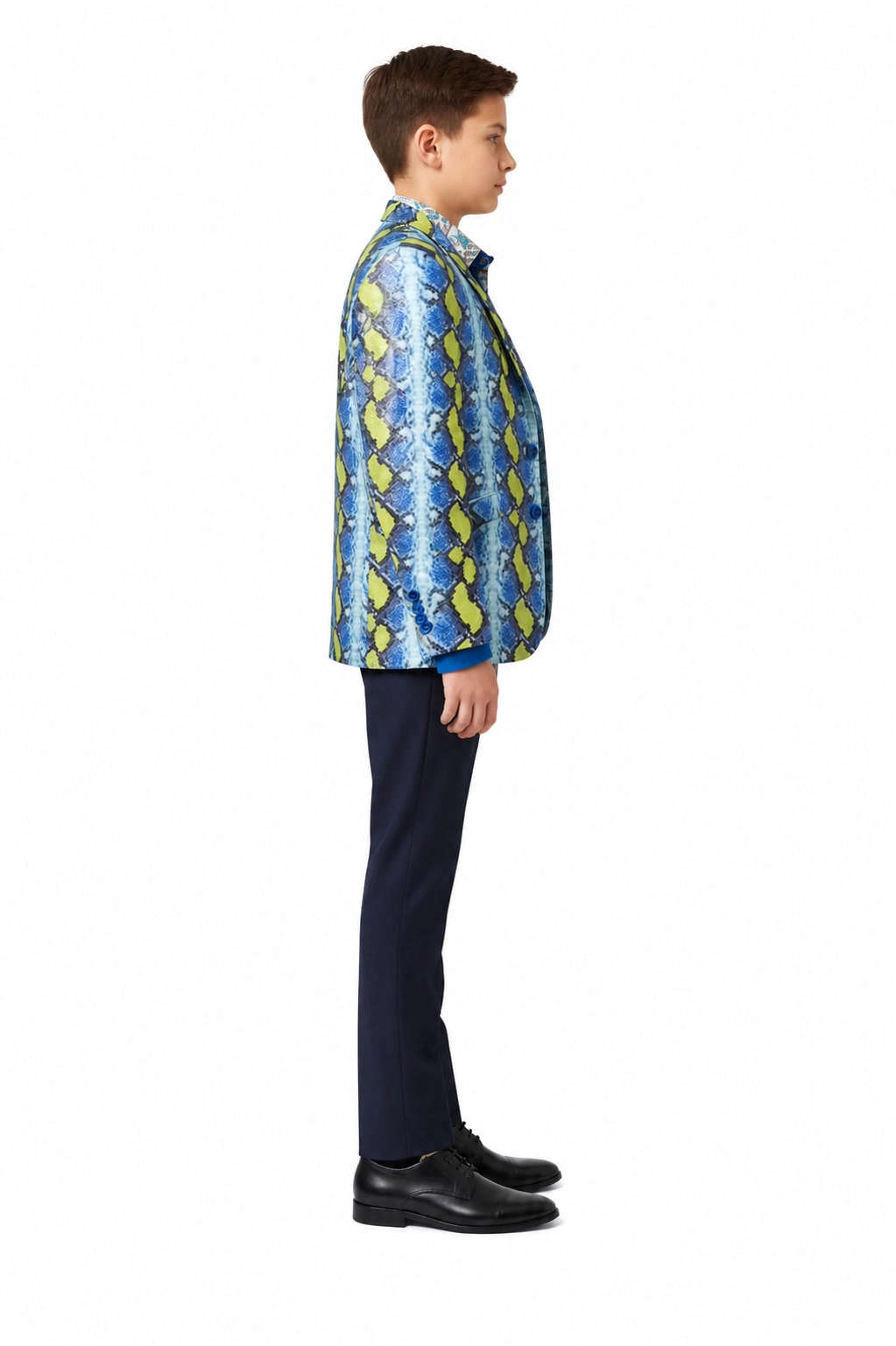 Elie Balleh Boys Slim Fit Snakeskin Jacket Print Blazer