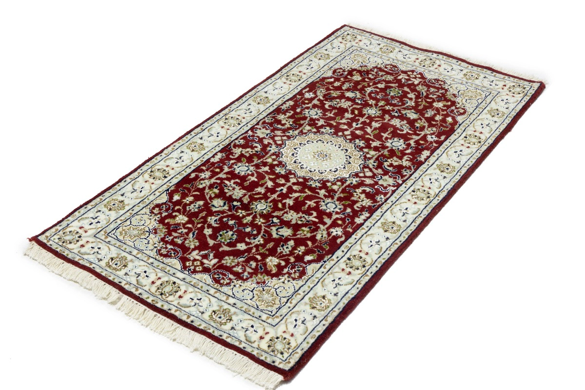 Magic Rugs 2'7 x 4'11 Red Indo-Nain Hand Knotted Oriental Wool Rug