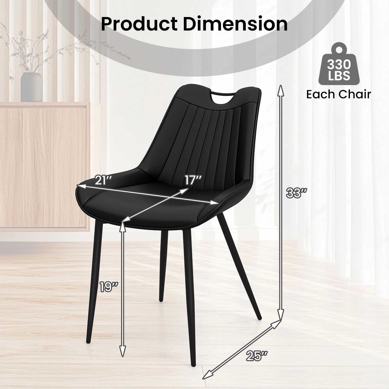 SlickBlue Unisex Set of 4 Faux Leather Dining Chairs with Metal Legs