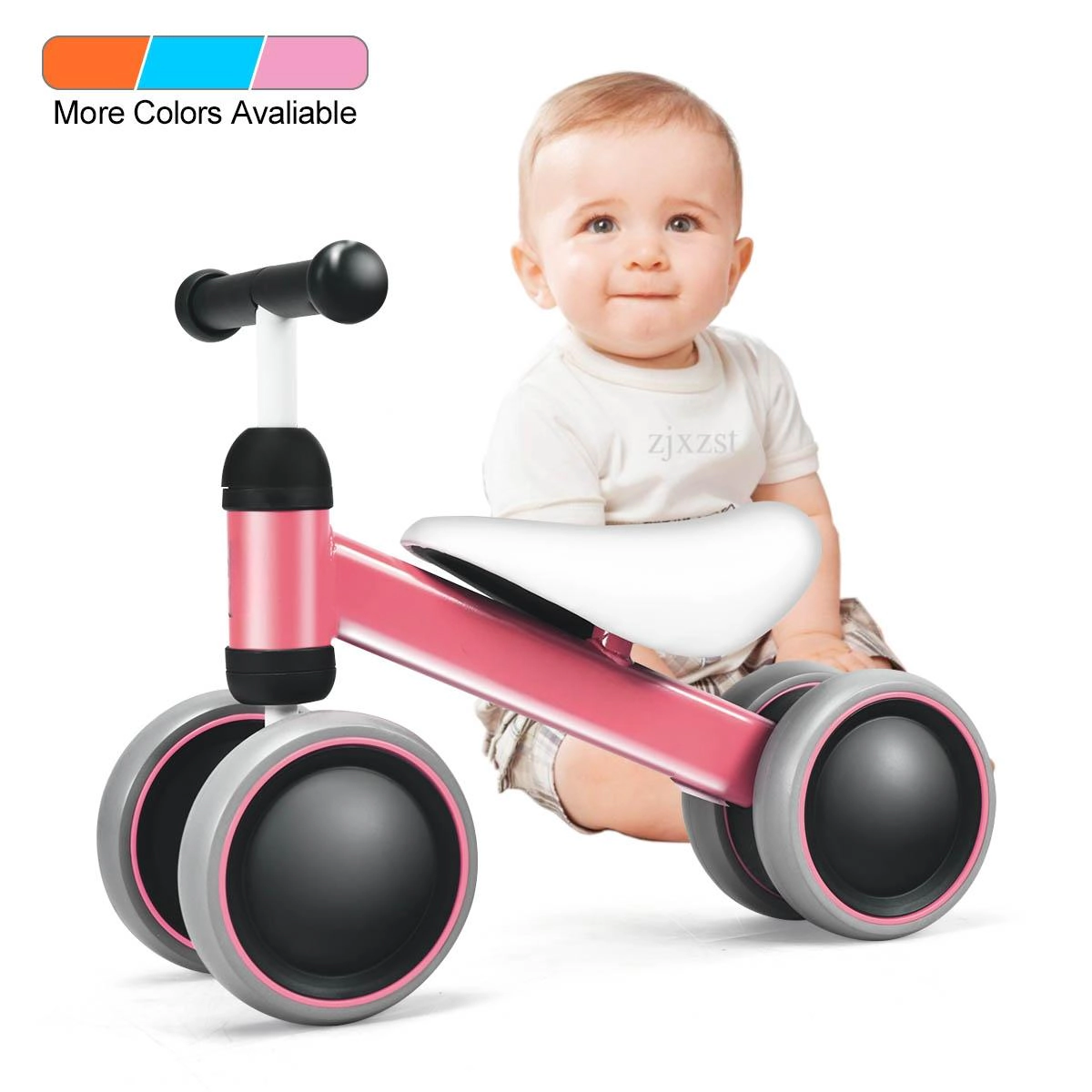 SUGIFT No-Pedal 4-Wheel Baby Balance Bike 44-lb Capacity Ages 2+ Pink