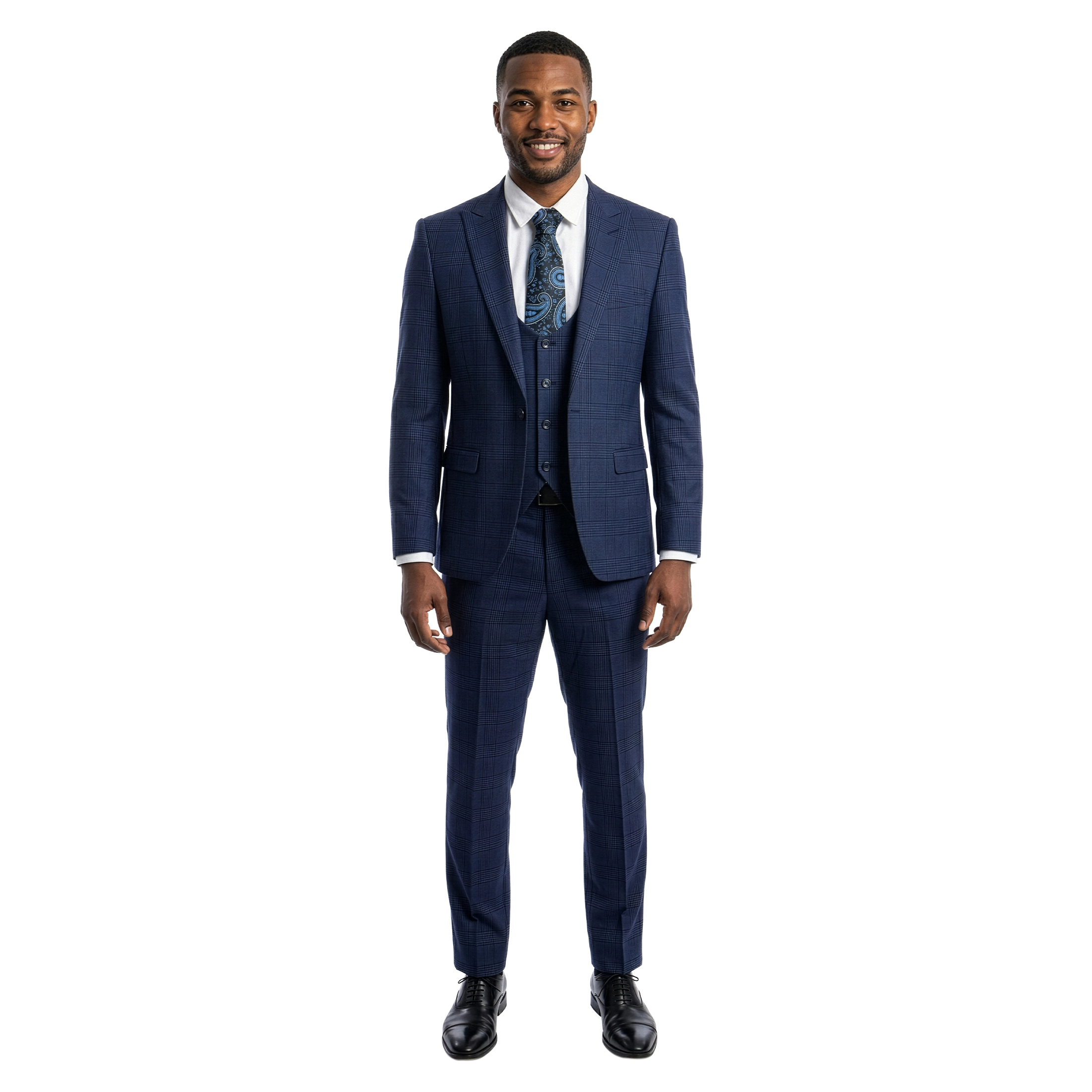 Tazzio Men's Ultra Slim Fit Window Plaid 3-Pc. Suit Set
