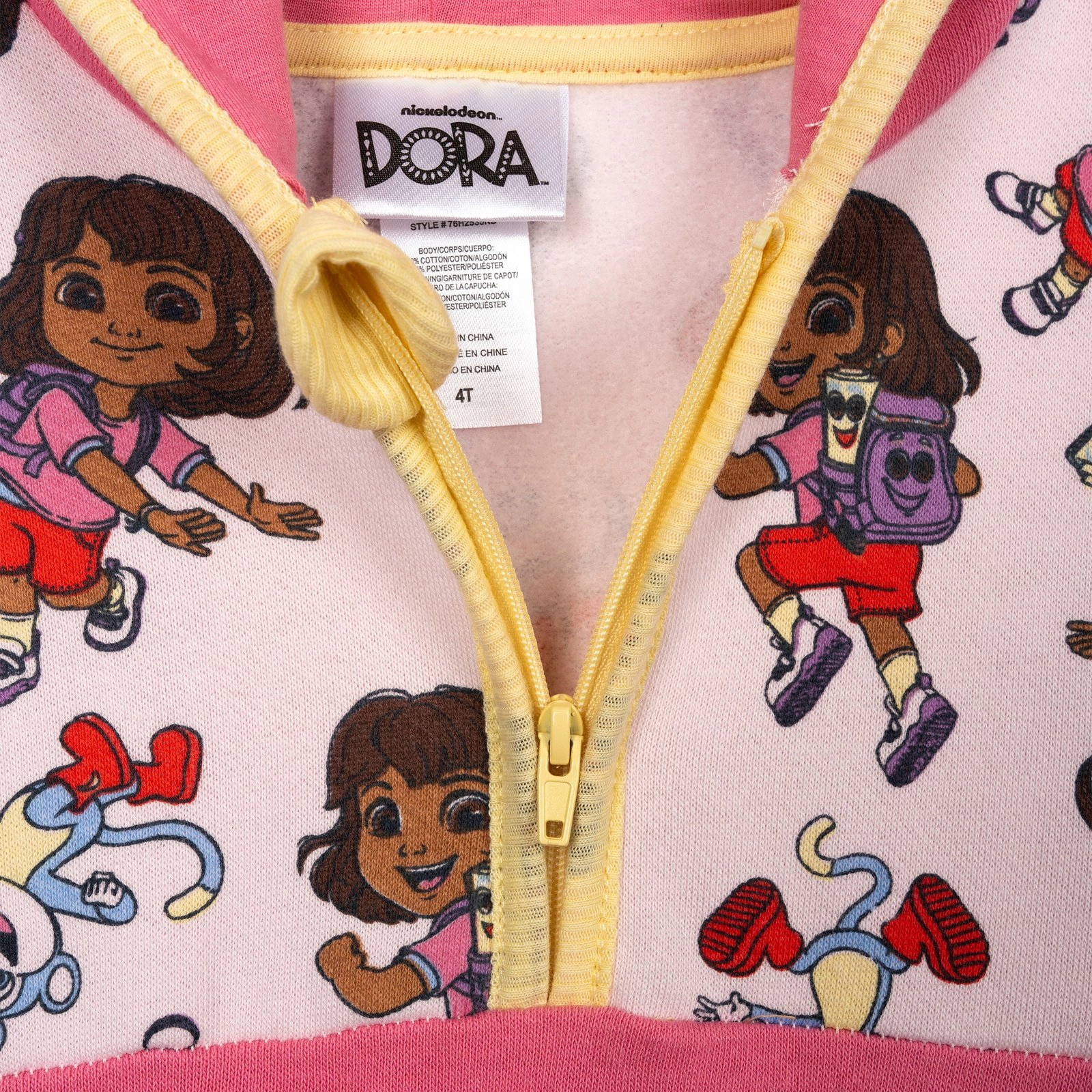 Dora the Explorer Girls' Fleece Hooded Quarter-Zip Sweatshirt