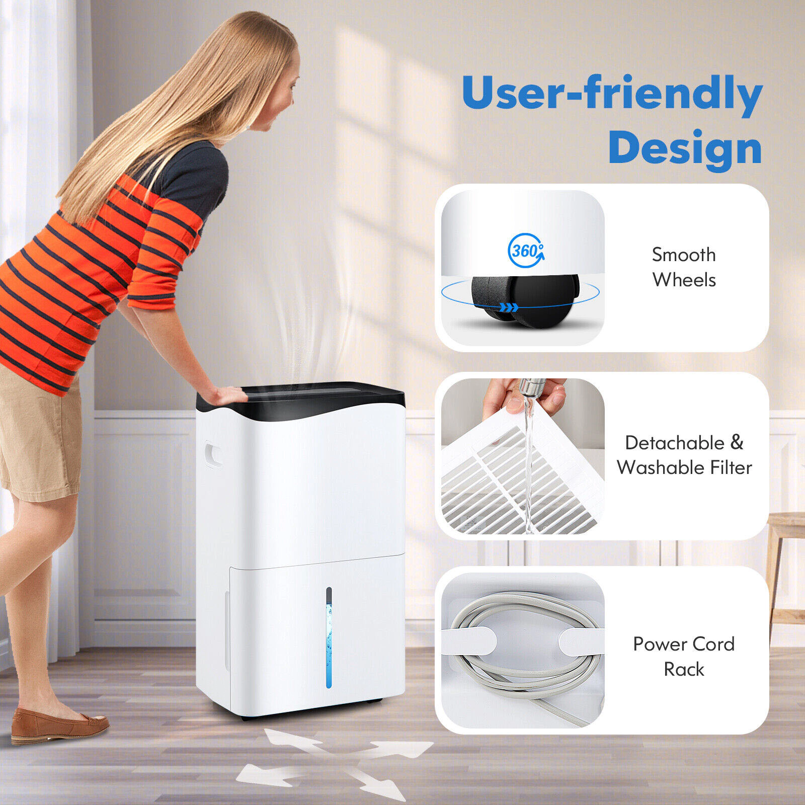 SlickBlue 100 Pint Smart Dehumidifier with WiFi Control for Rooms up to 5500 Sq Ft