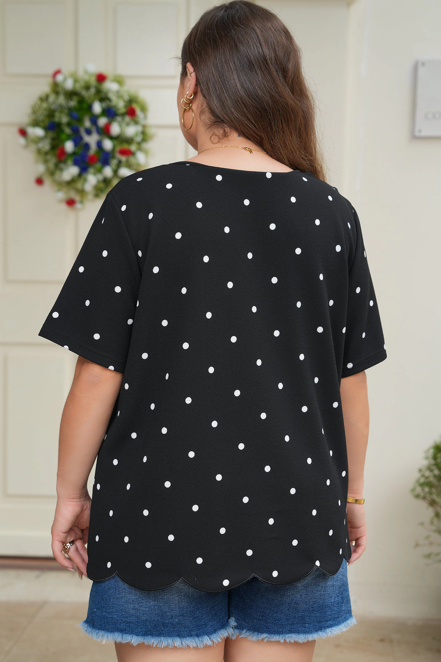Threaded Pear Women's Margaret Dotted Casual PLUS Top