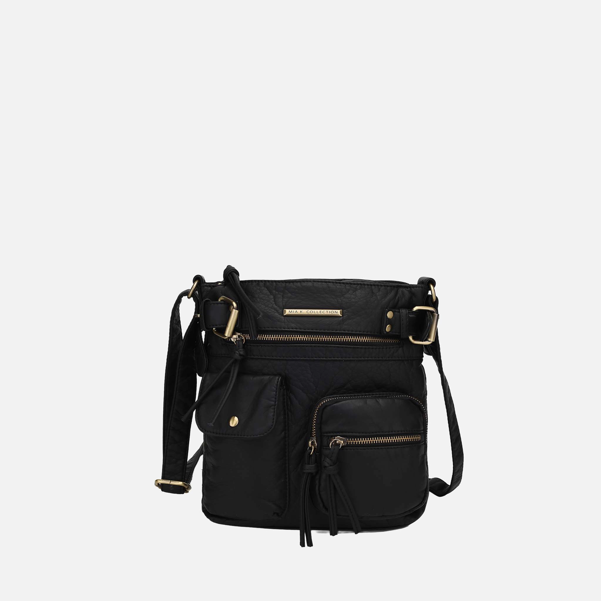 MKF Collection by Mia K Stiella Vintage Crossbody Bag - Vegan Pebbled Faux Leather