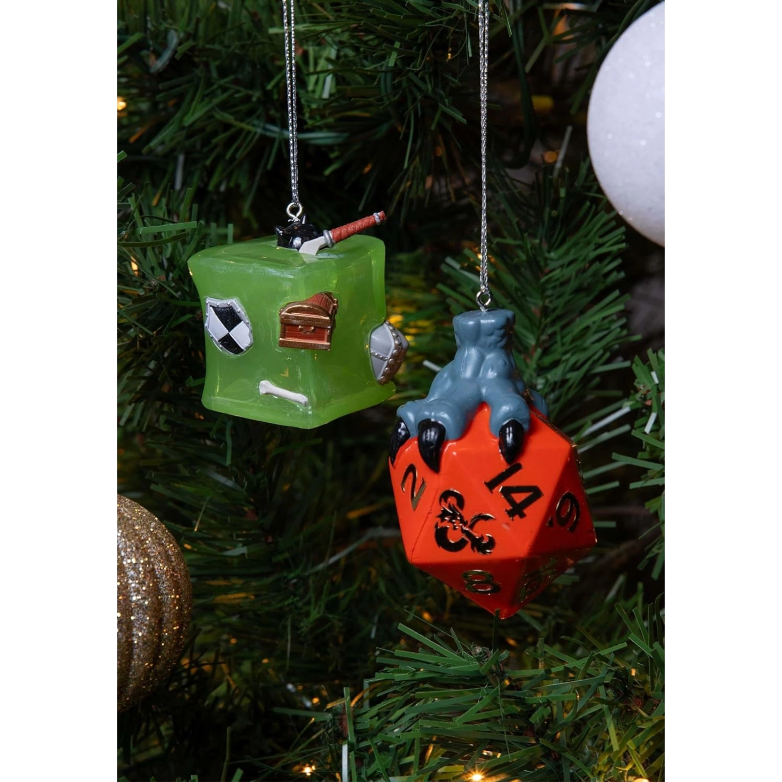 Kurt Adler Dungeons and Dragons Dice and Gelatinous Cube Christmas Ornaments 2 Piece Set