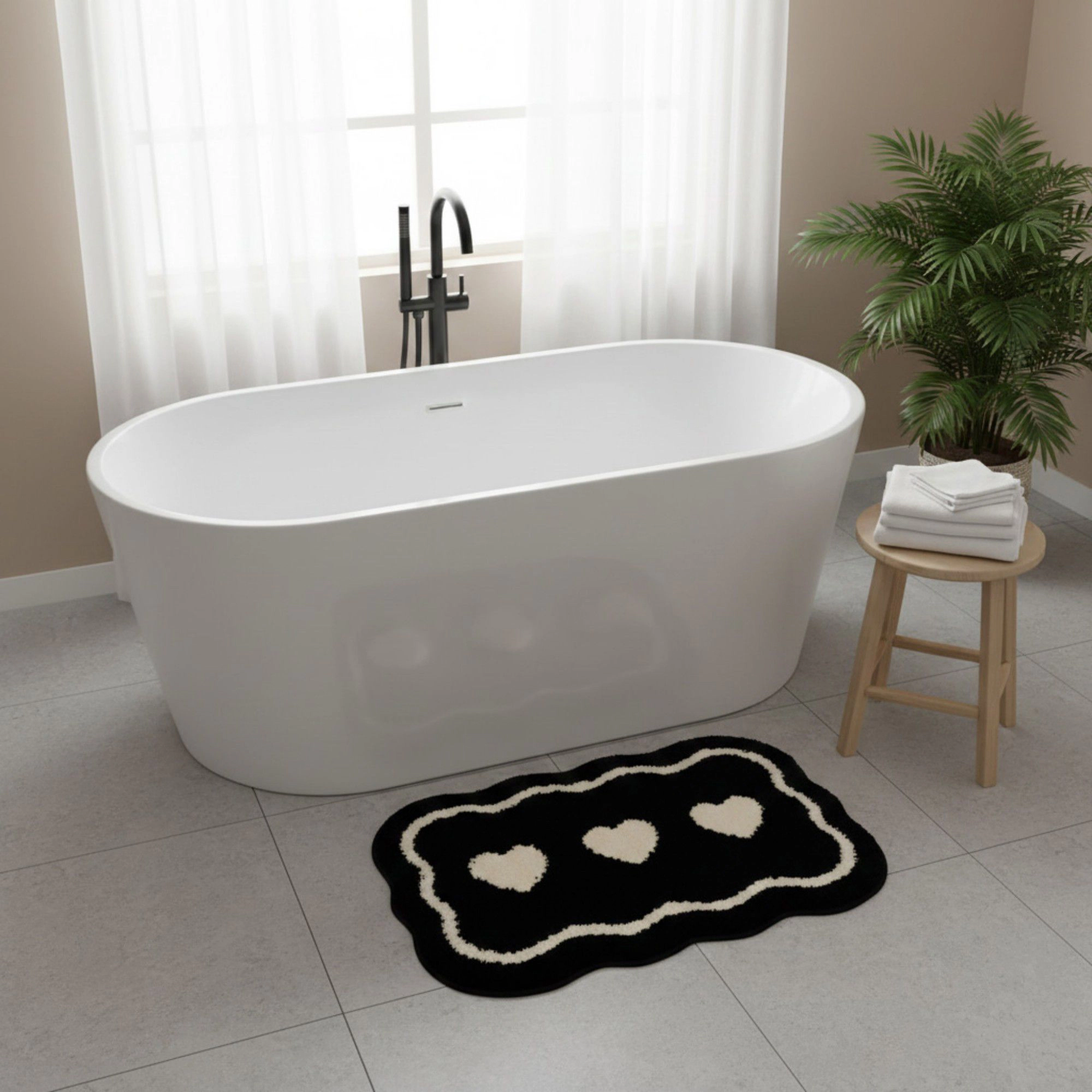 Alilang Unisex Abstract Floral Pattern Tufted Bath Mat Soft Bathroom Floor Rug