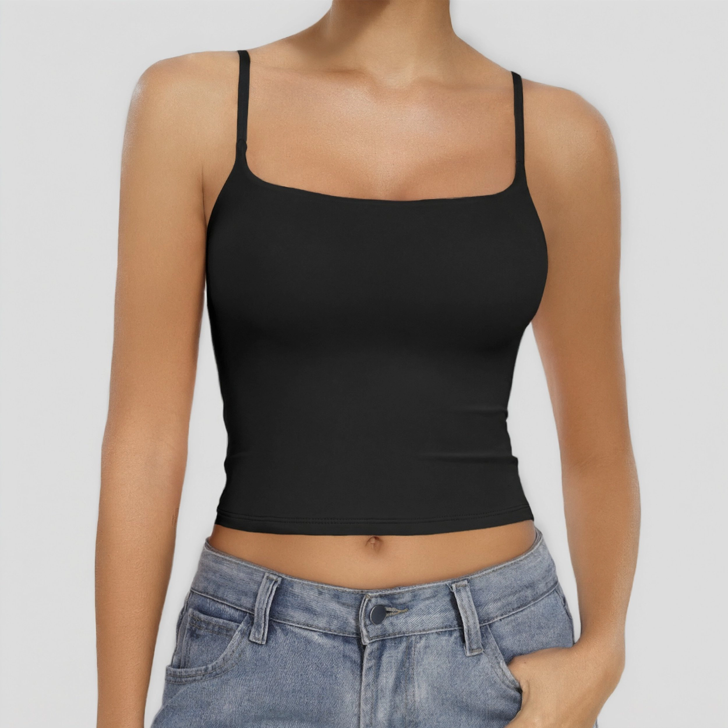 Avidlove Women's Square Neck Spaghetti Strap Double Lined Camisole Tank Top
