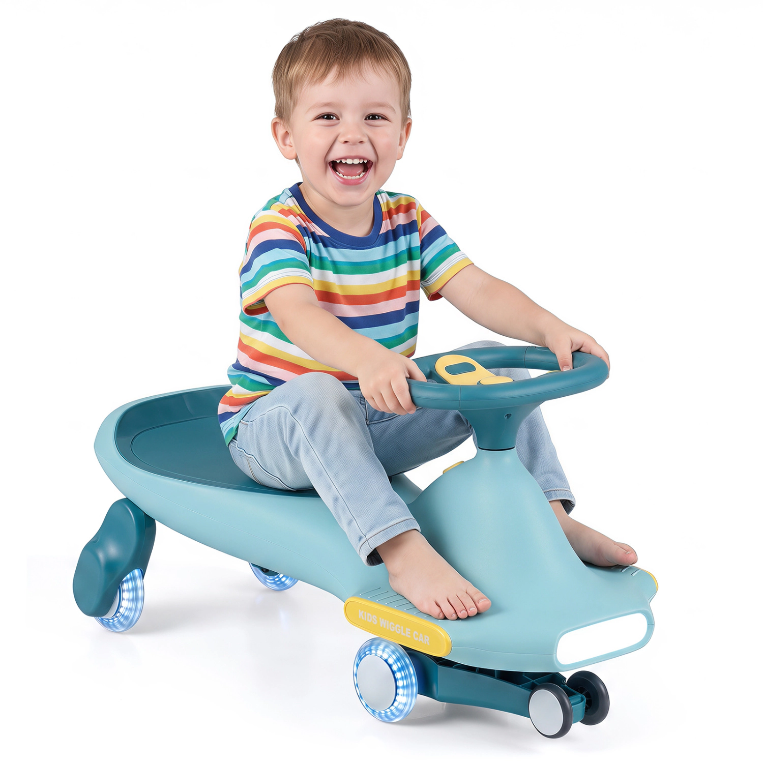 LJG Wiggle Car for Kids with LED Flashing Wheels Indoor Outdoor Play