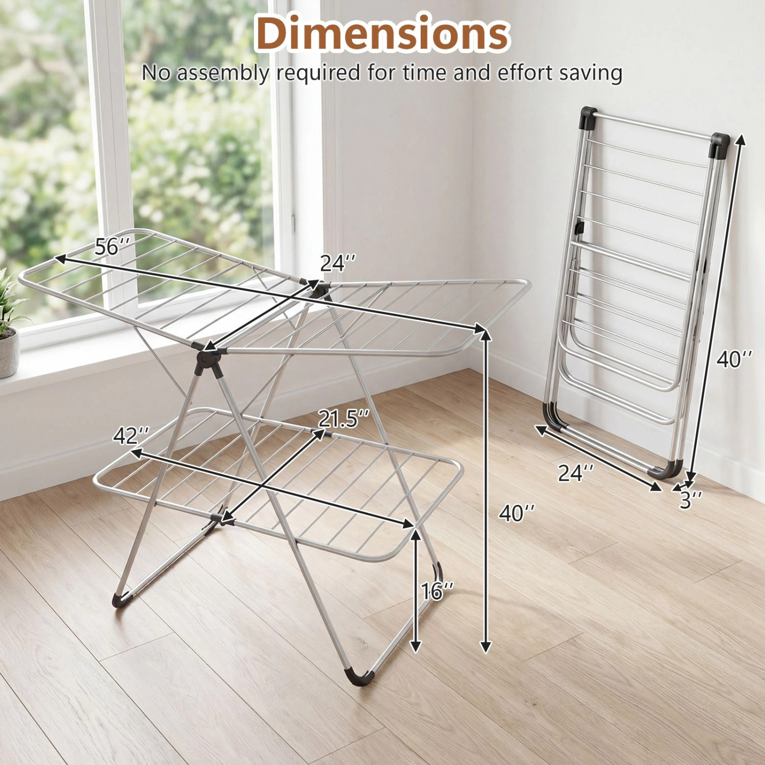 SlickBlue Aluminum Stainless Steel Clothes Drying Rack, 2-Tier