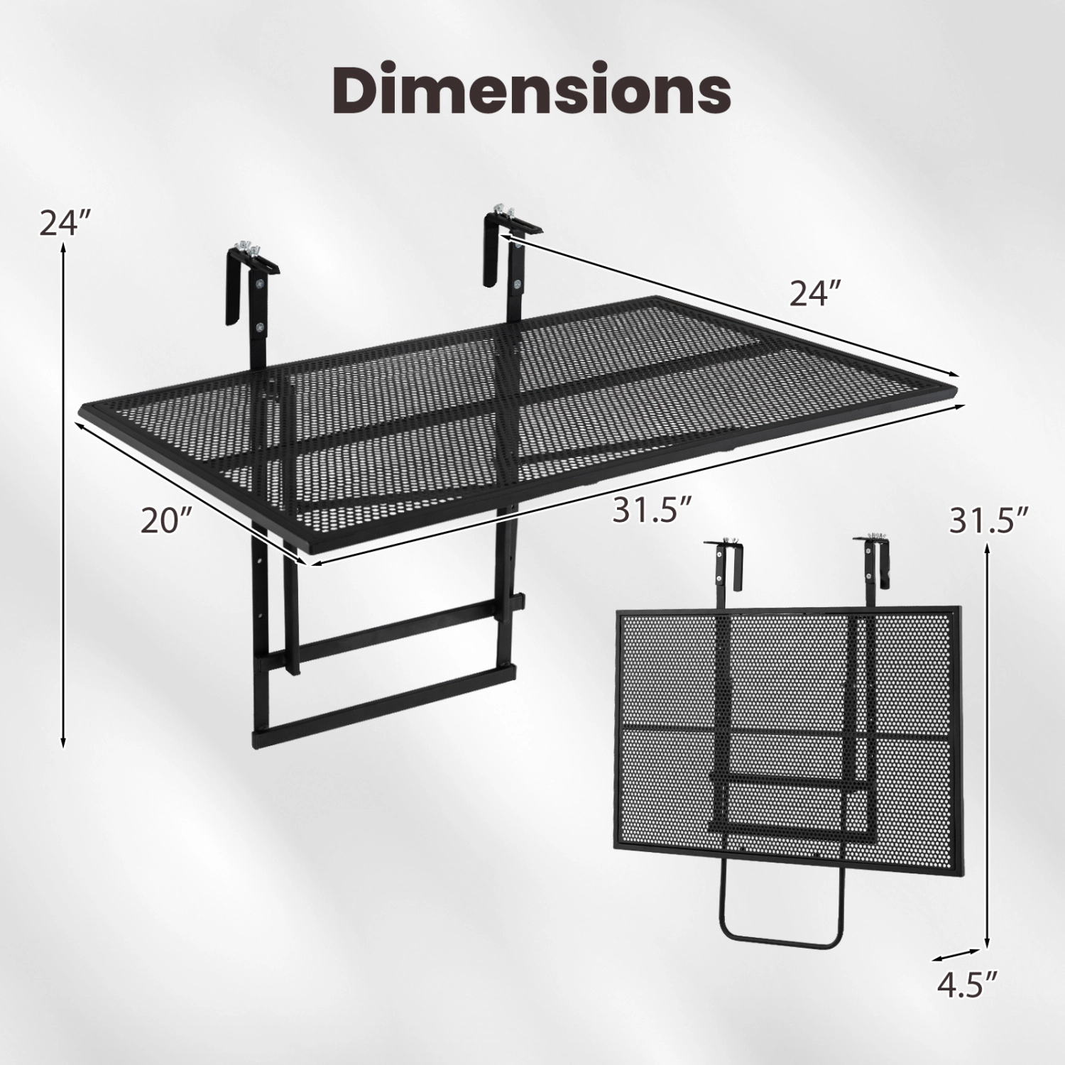 LJG 31.5 Inch Large Metal Folding Bar Table with 5-Position Adjustable Height