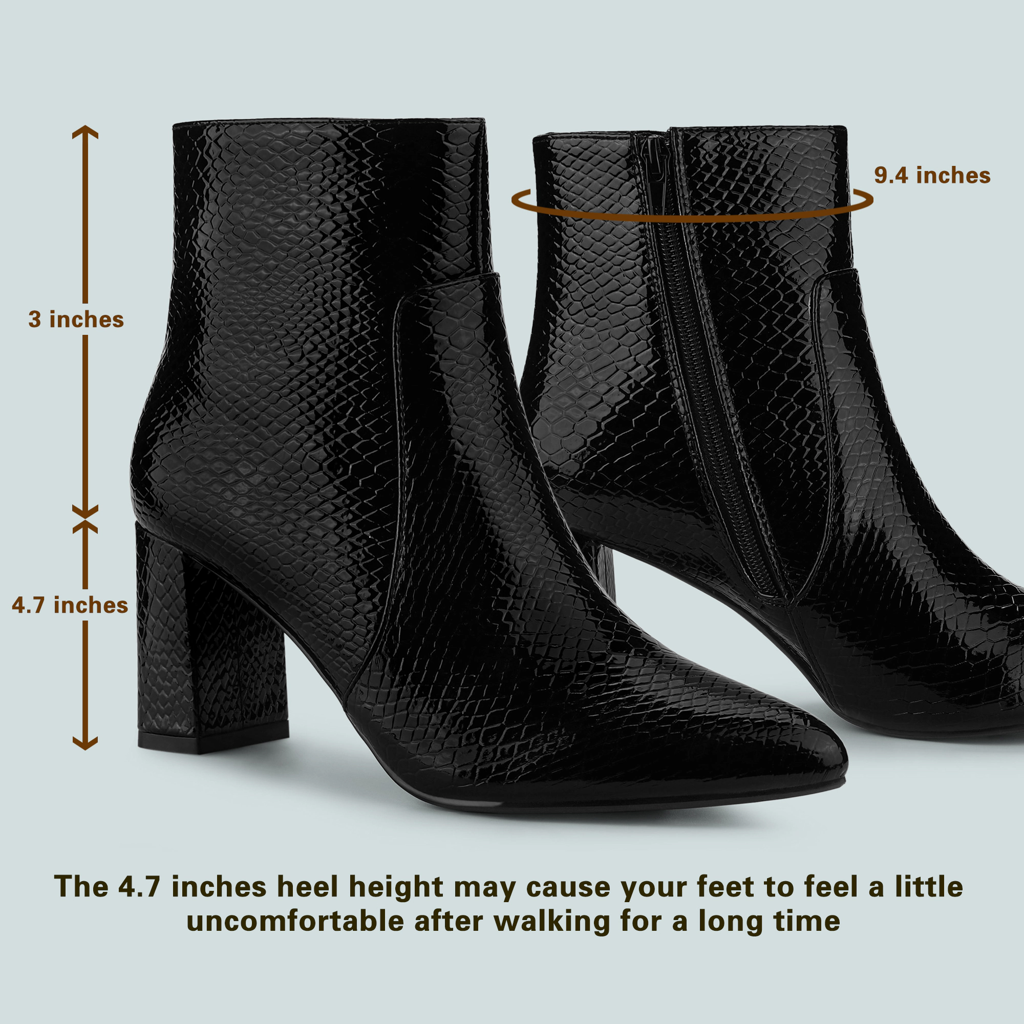 BLISSFUL STEP Women Snakeskin Print Costumes Ankle Boots