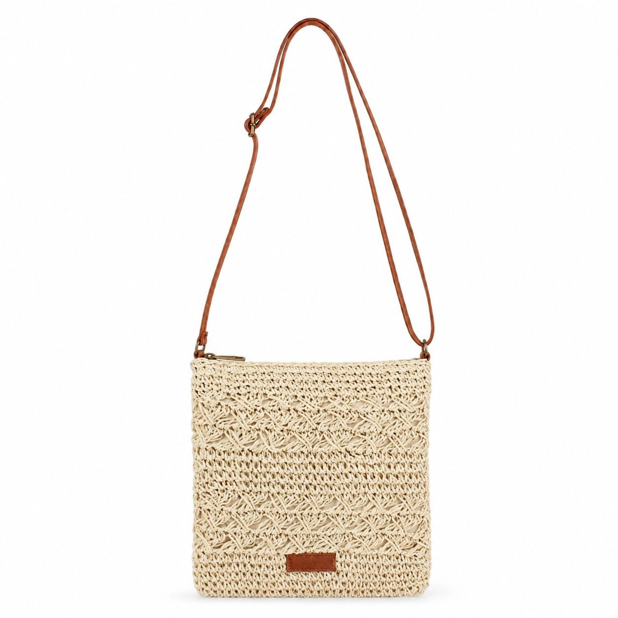 Alilang Women's Textured Woven Crossbody Bag with Adjustable Strap Zip Closure and Slip Pocket, Khaki