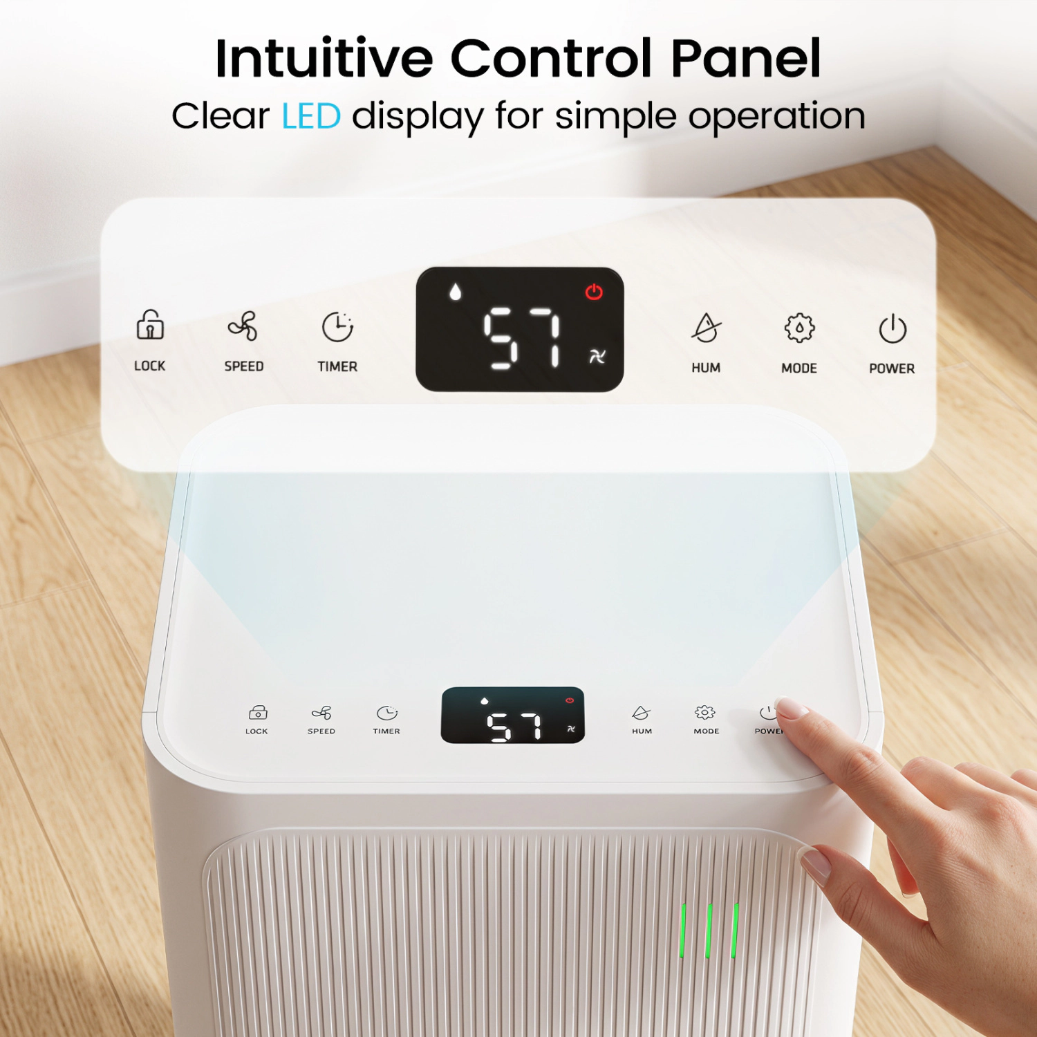 LJG 32 Pint Dehumidifier for Home with Drain Hose & Intelligent Control 2500 Sq.Ft