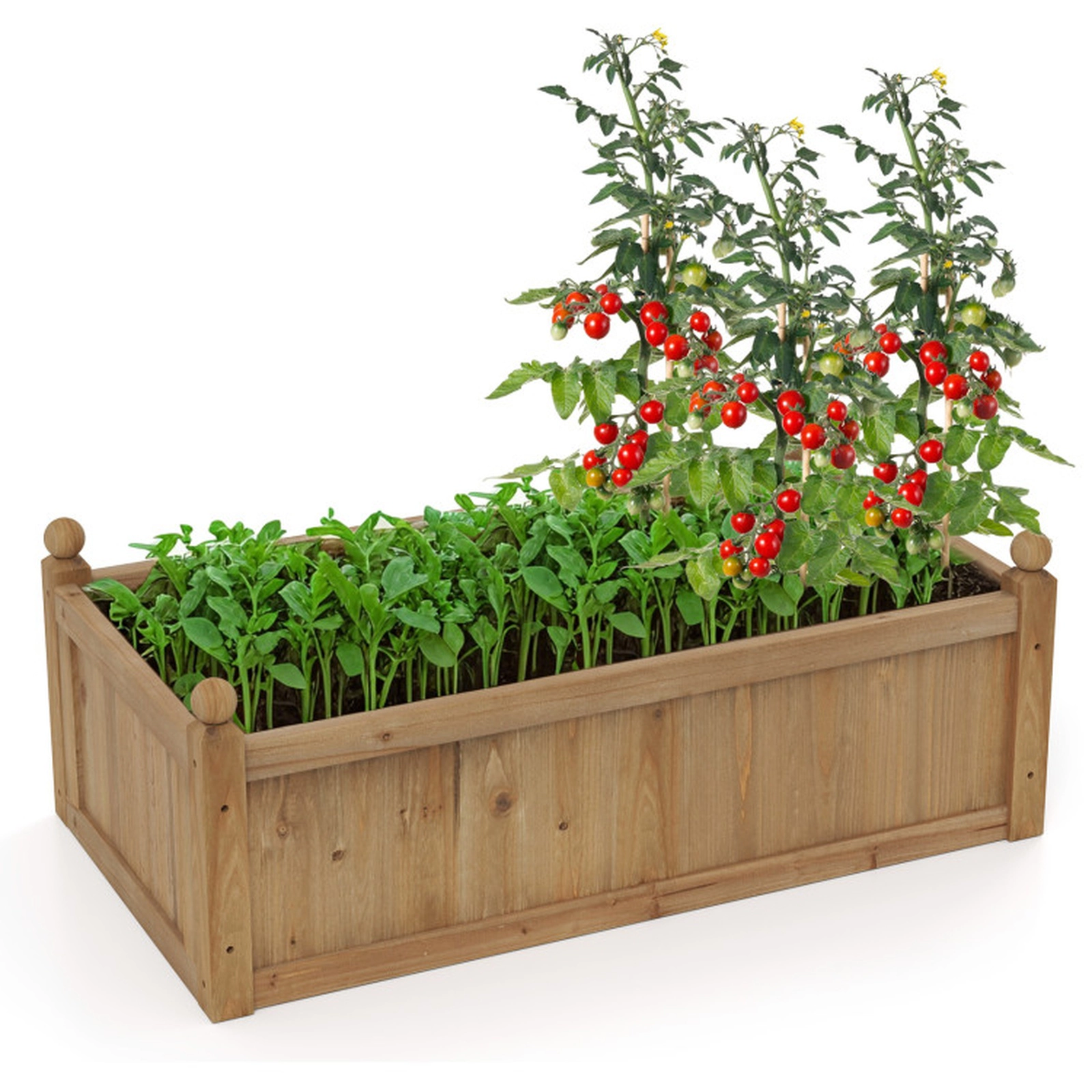 SUGIFT 46-in x 24-in 110-lb Capacity Rustic Fir Wood Raised Garden Bed Planter Box with Drainage Gaps