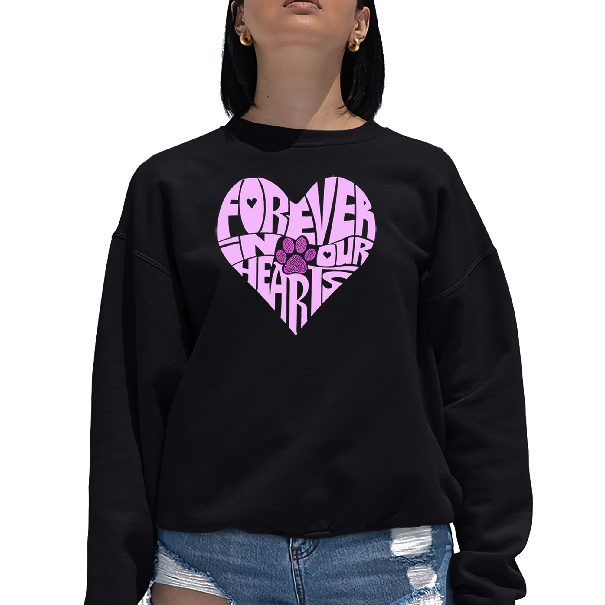 LA Pop Art Forever Our Hearts - Women's Word Crewneck Sweatshirt