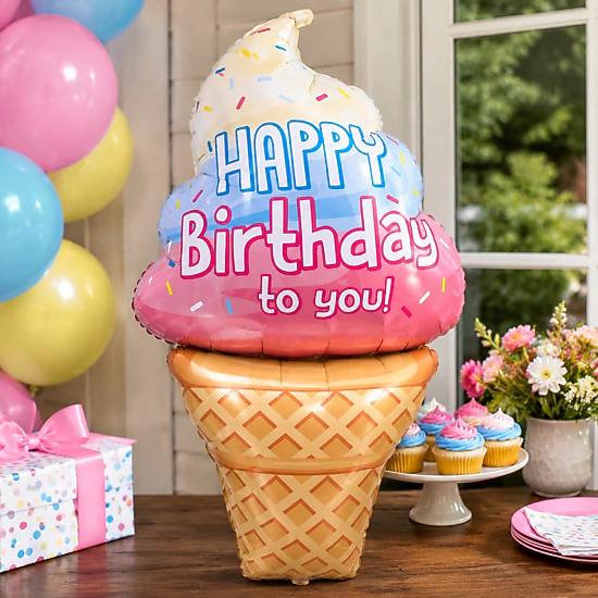 LoonBalloon 5 ft Birthday Ice Cream 