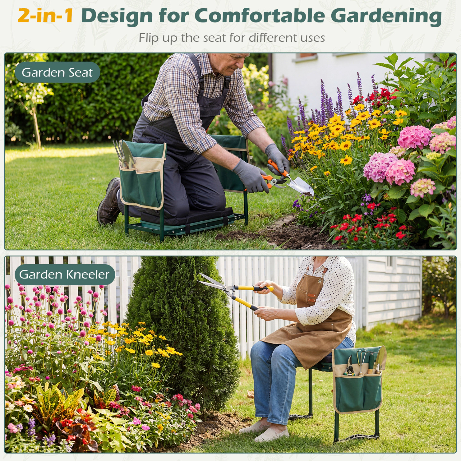 LJG Foldable Garden Kneeler and Seat for Seniors Gardeners
