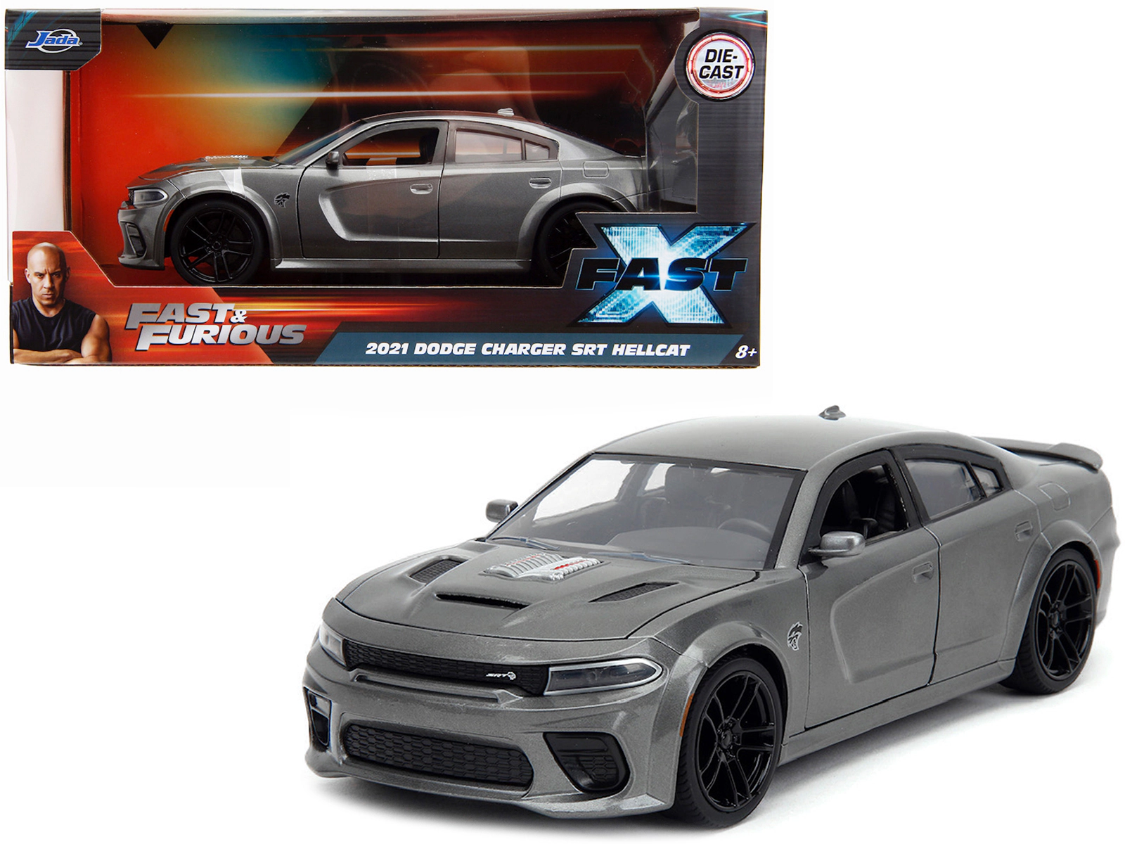 Jada 2021 Dodge Charger SRT Hellcat Gray Metallic "Fast X" (2023) Movie "Fast & Furious" Series 1/24 Diecast