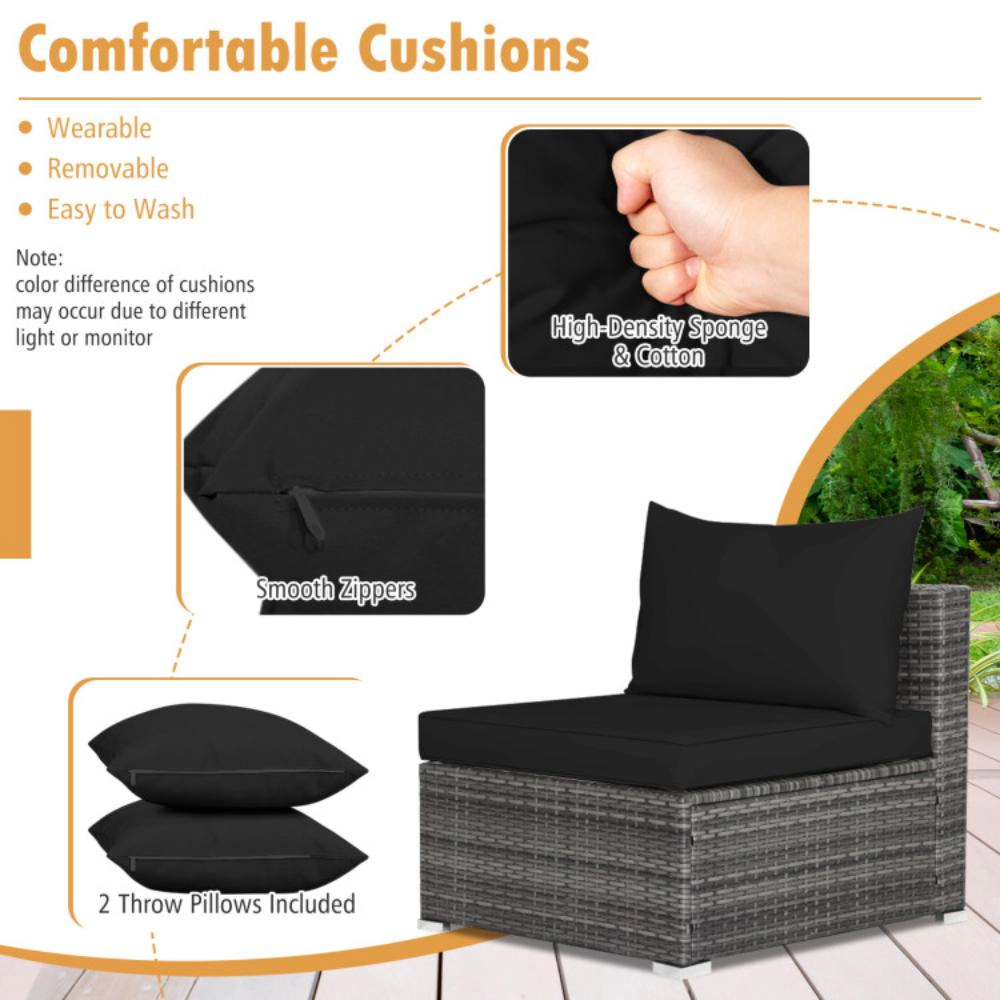 Hivvago 7 Pieces Patio Rattan Furniture Set with Sectional Sofa Cushioned