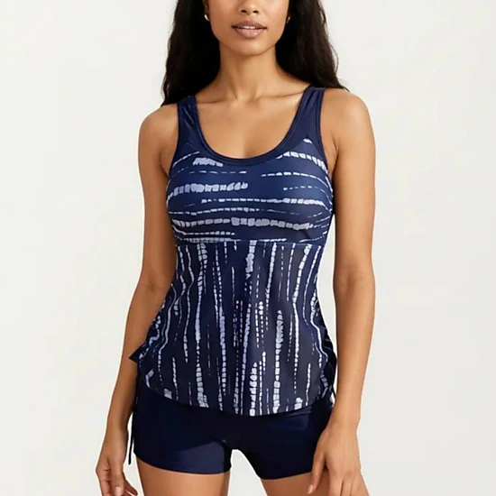 Anna-Kaci Women's Printed Flared-Hem Tankini Set with Swim Shorts