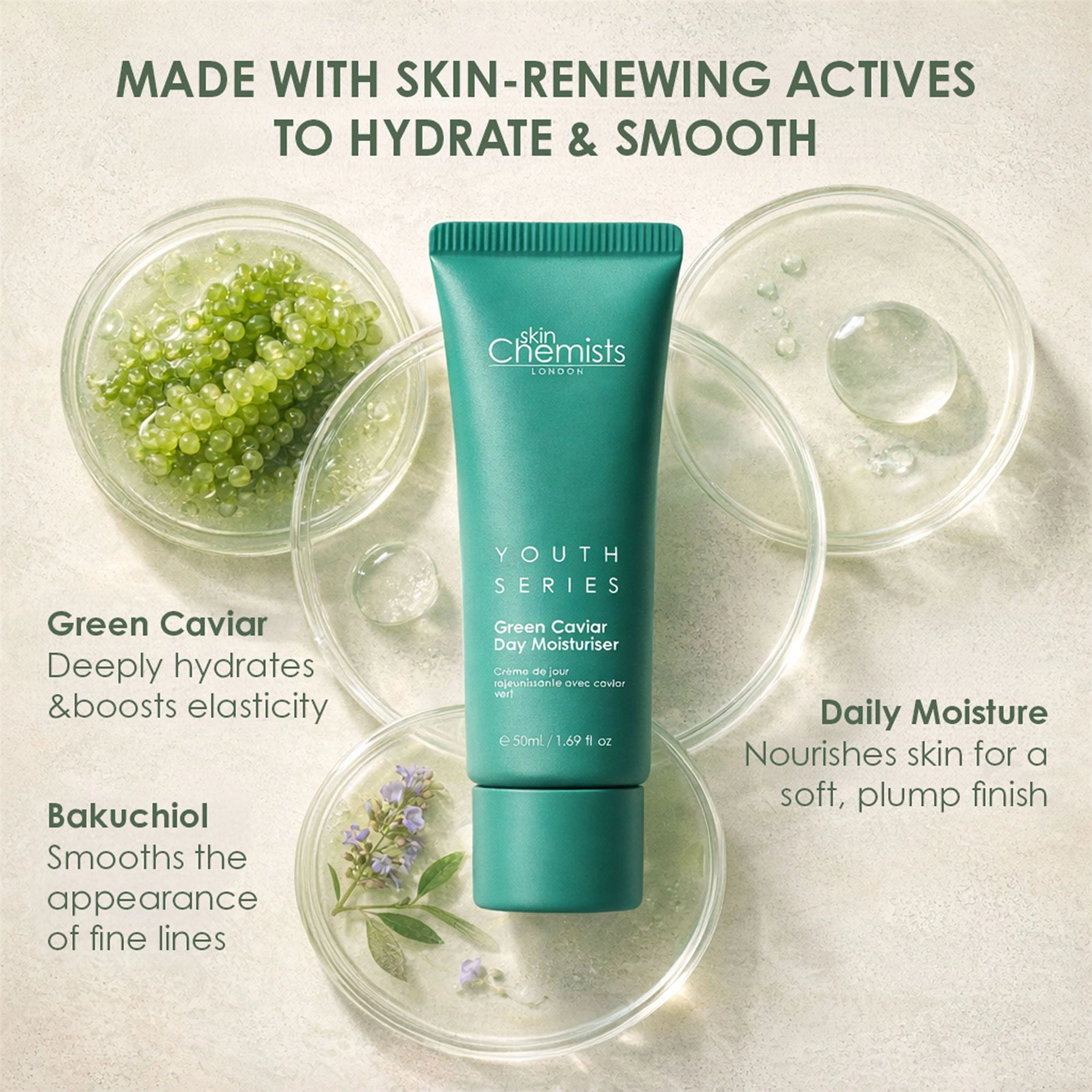 skinChemists Youth Series Green Caviar Day Moisturiser 30ml - Anti-Aging for Fine Lines & Dryness